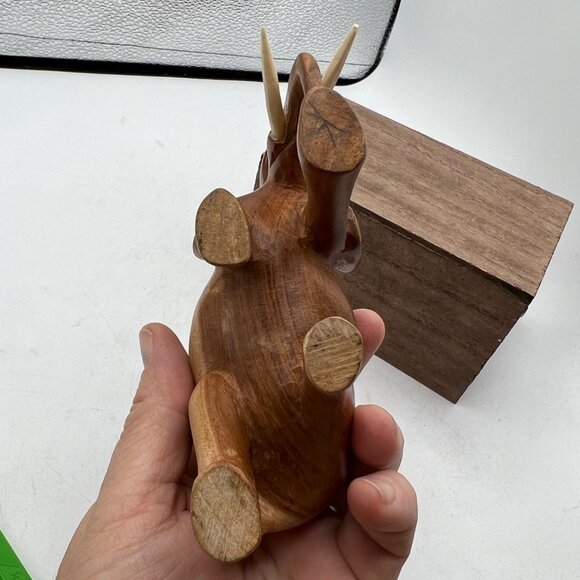 Teak Wood Sculpture of a Left-Facing Elephant from Thailand, "Go For a Walk" - Picture 10 of 13